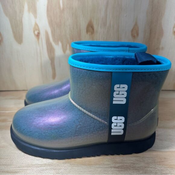 UGG  Iridescent Mini Boots with Aqua Trim Women’s Size 6 - Picture 1 of 8